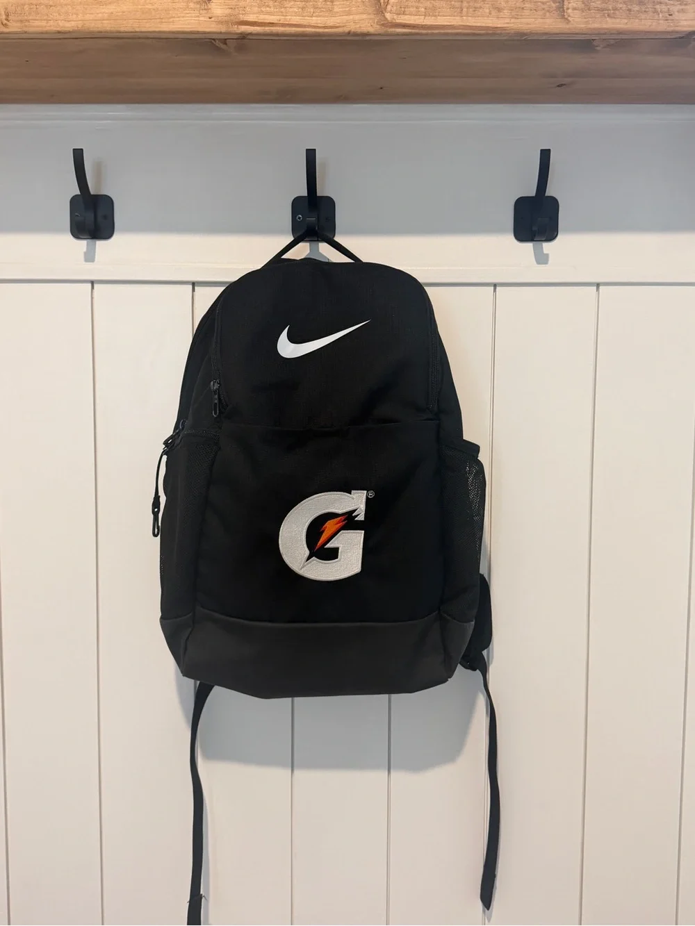 Nike Black Backpack with White Swoosh and Gatorade Logo
